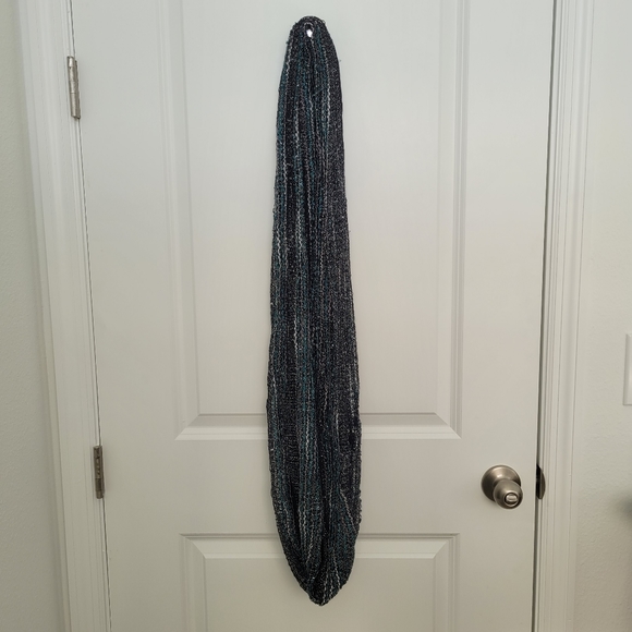 Turquoise, Gray, White & Black Infinity Scarf - Picture 2 of 6